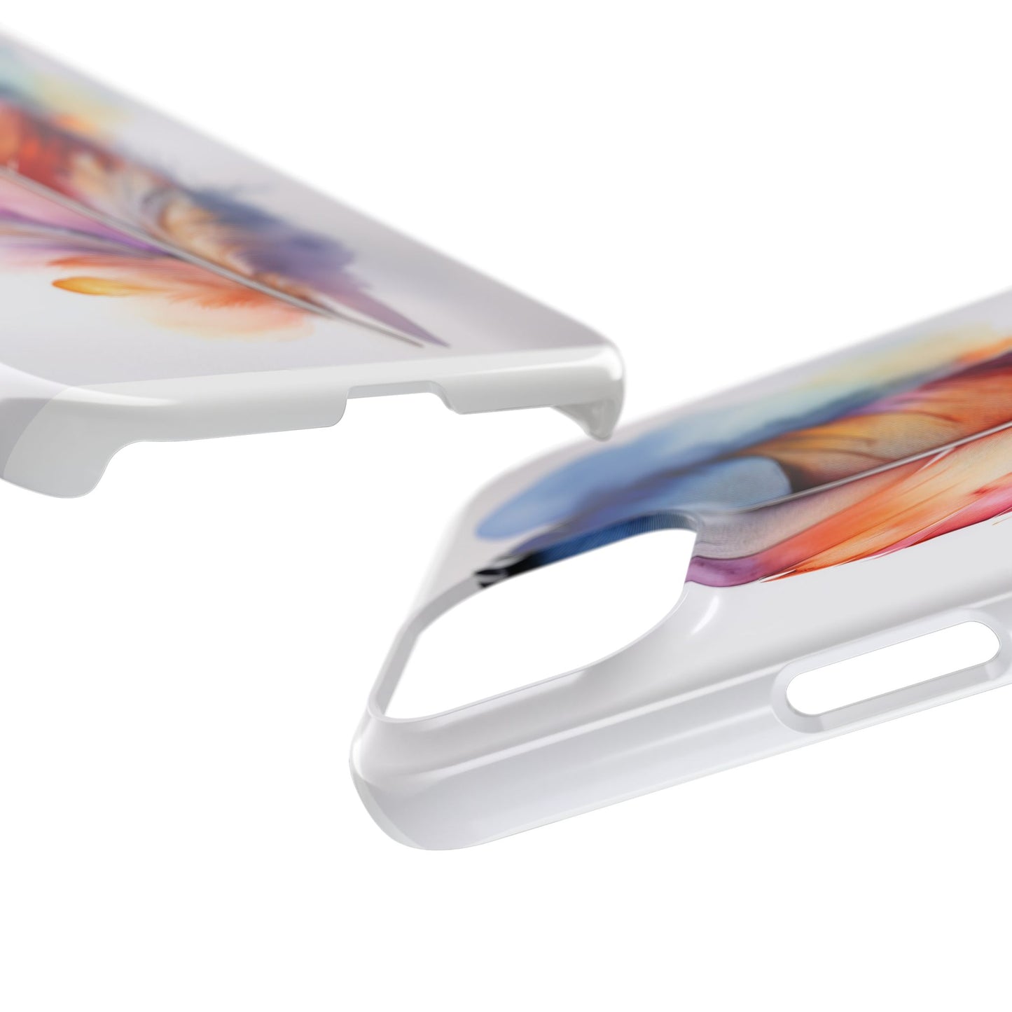 Rainbow Watercolor Feather Slim Phone Case