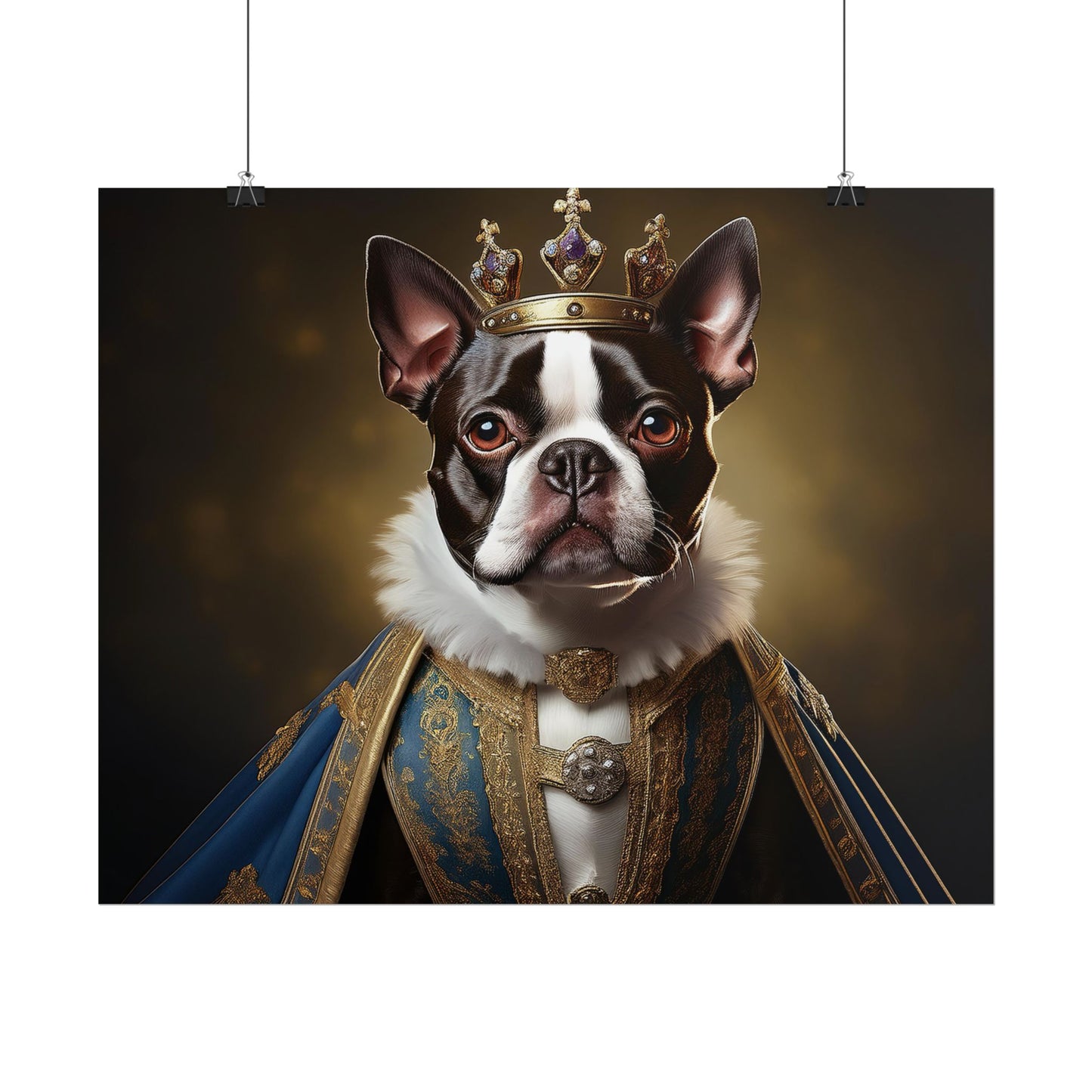 Boston Terrier Renaissance Dog Portrait Art Print, Wall Decor Gift, Animal Lover Home Decor, Dog Wall Art
