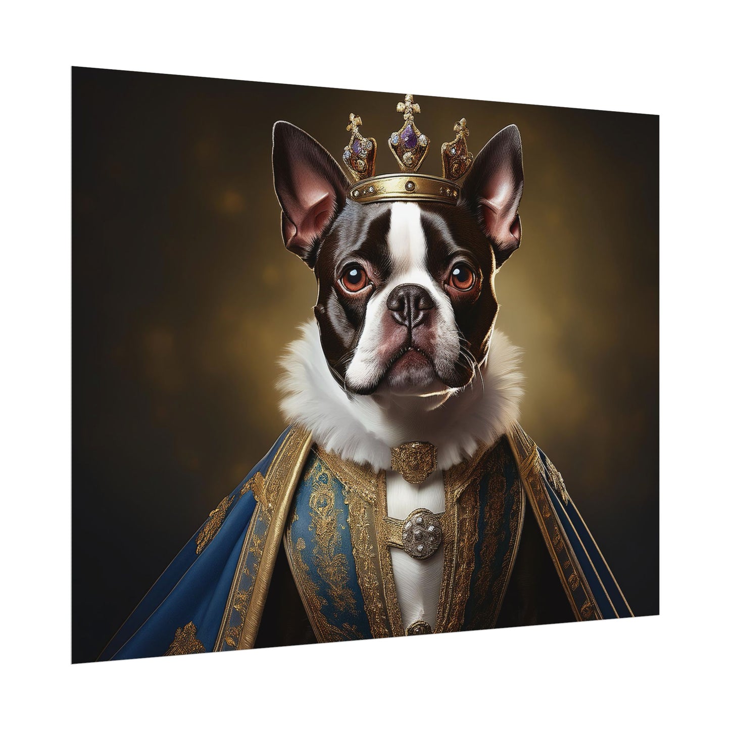 Boston Terrier Renaissance Dog Portrait Art Print, Wall Decor Gift, Animal Lover Home Decor, Dog Wall Art
