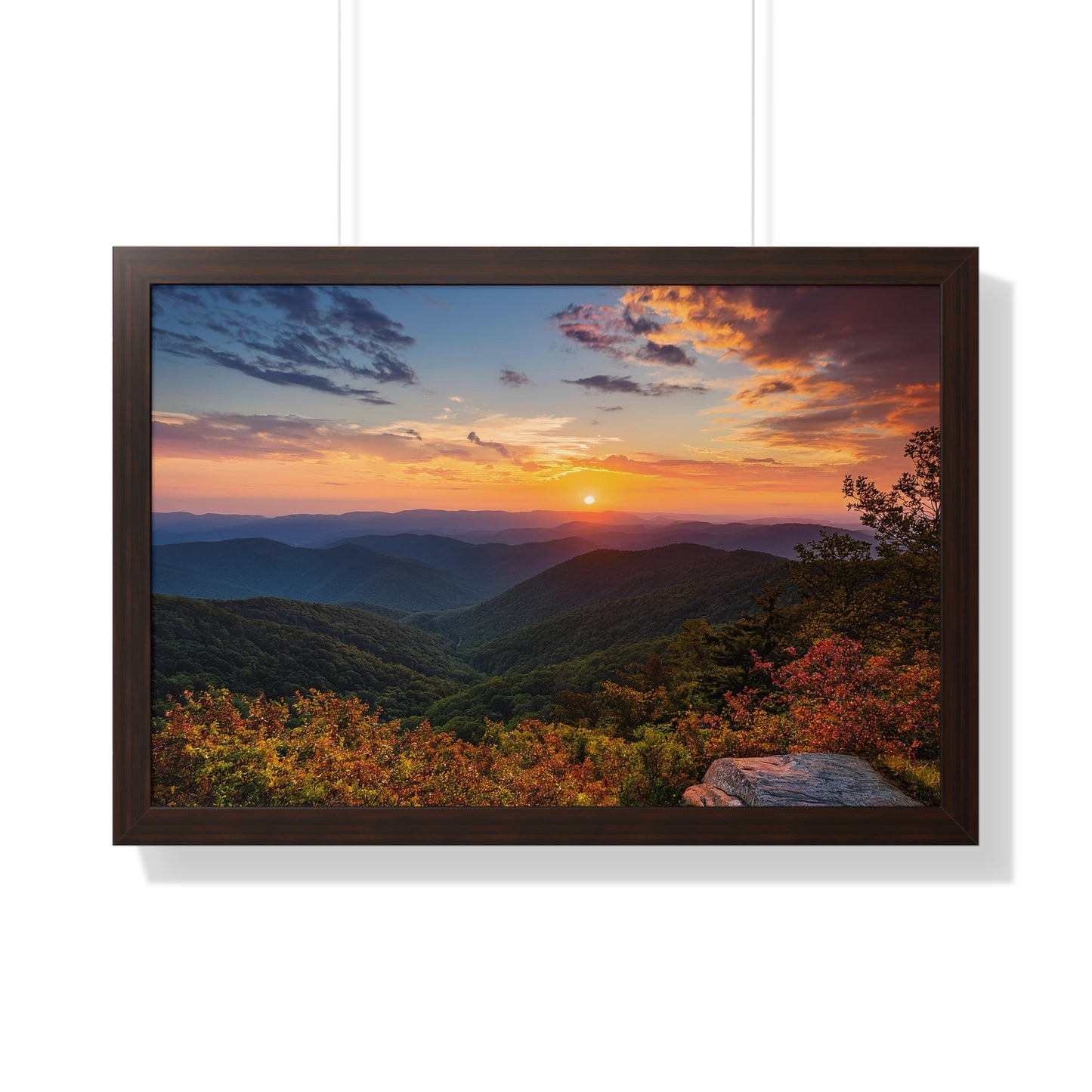 Sunset over Blue Ridge Mountains Fall Landscape Framed Print