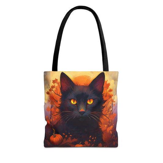 Spooky Black Cat Halloween Tote Bag, Halloween Home Decor Candy Bag, Ultimate Trick or Treat Bag