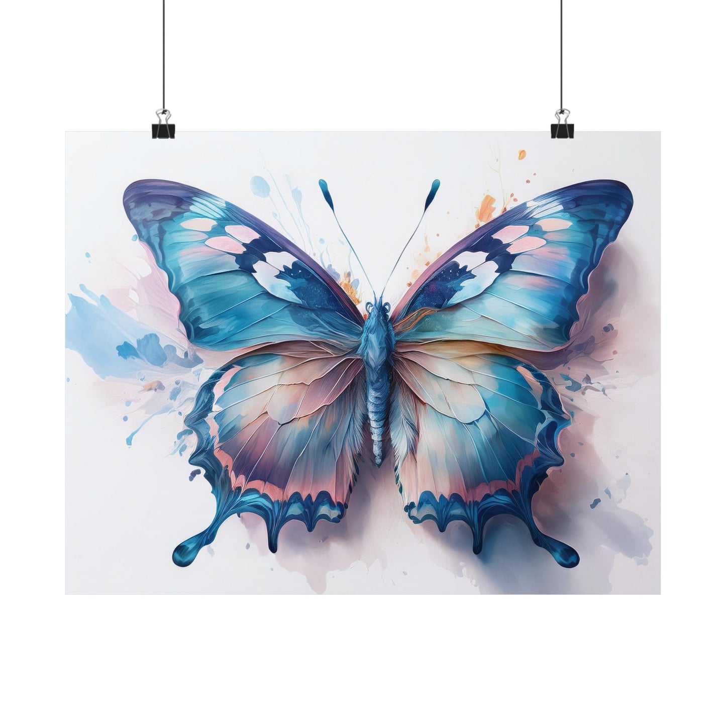 Teal, Blue & Pink Butterfly Alcohol Ink Wall Art |  Butterfly wall art | Wall Art | Wall Print