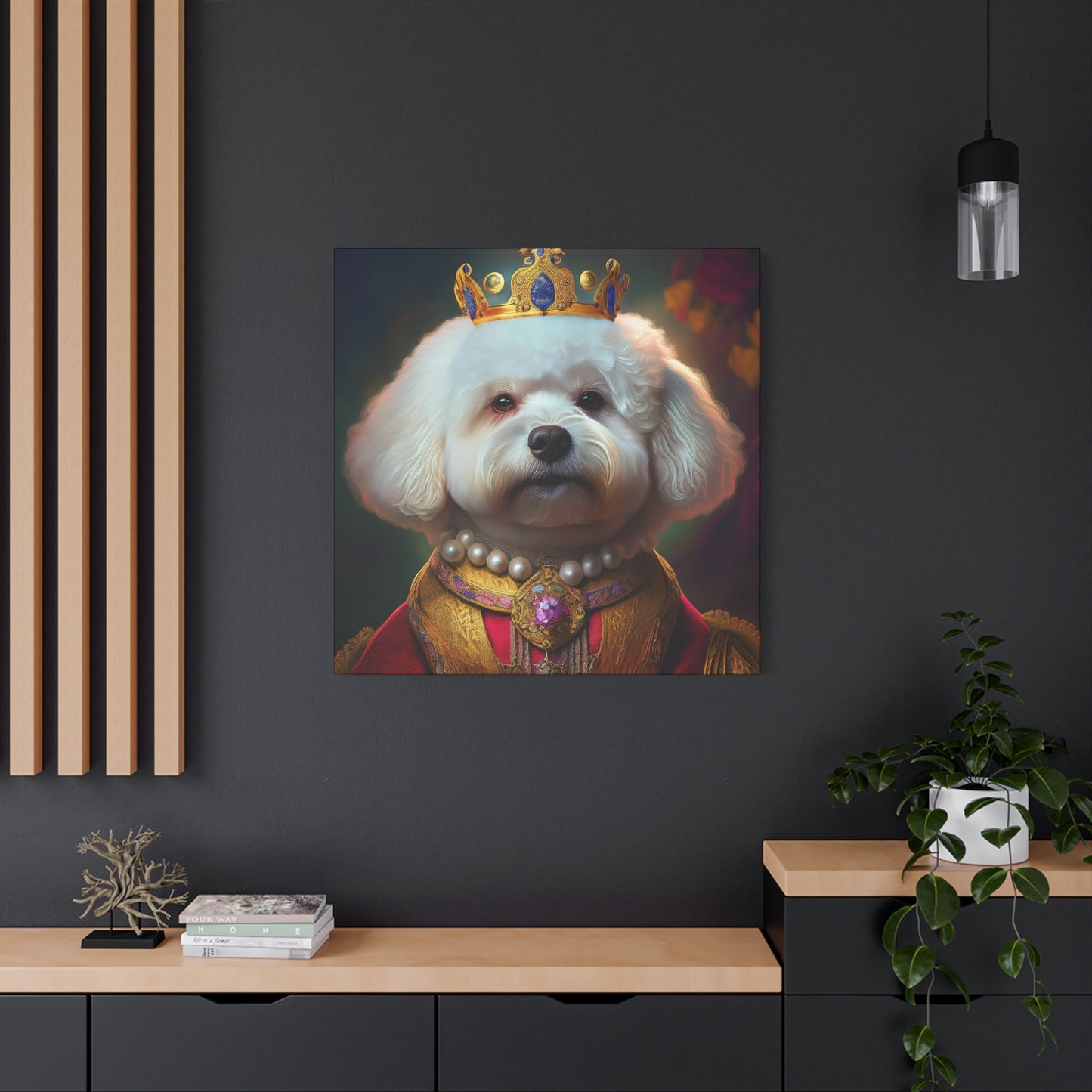 Bichon Frise Renaissance Pet Portrait on Canvas | Wall art | wall print | Dog Art