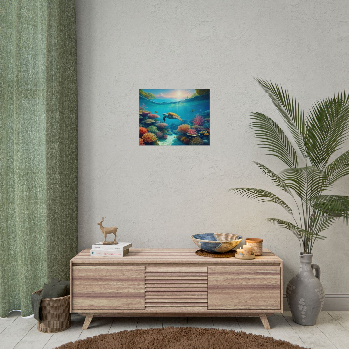 Turtle in the Great Barrier Reef  Australia Coastal Print | Style 1 | Wall Art | Wall Print