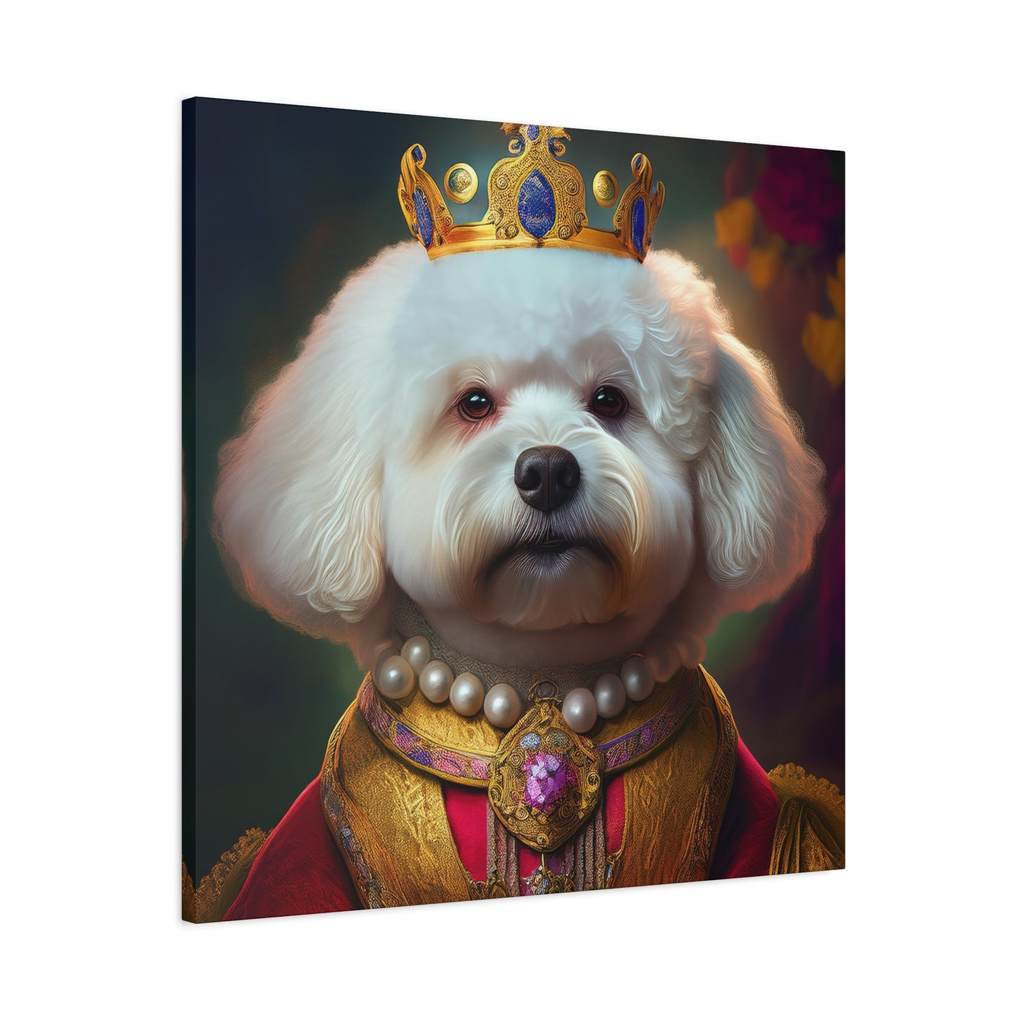 Bichon Frise Renaissance Pet Portrait on Canvas | Wall art | wall print | Dog Art