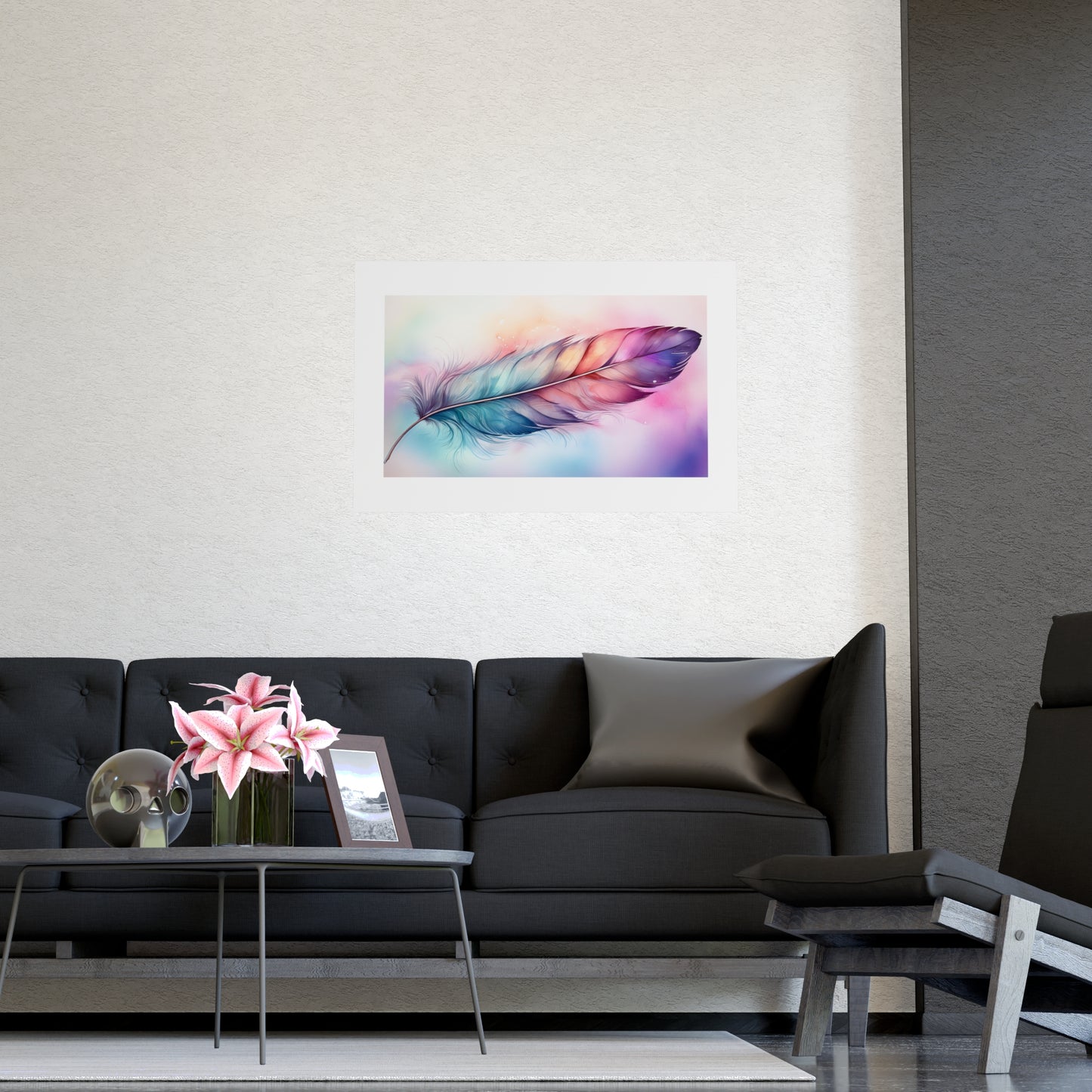 Rainbow Feather Watercolor Print - 4 | Wall Art | Wall Print