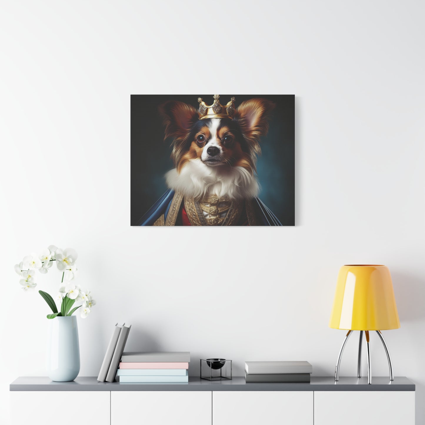 Papillon Pet Portrait Renaissance on Canvas, wall art, wall print, dog portrait, dog art