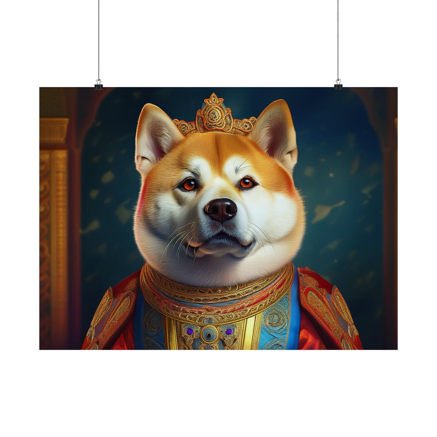 Akita Renaissance Dog Pet Portrait Art Print,  Dog Lover Wall Art, Animal Artwork, Canine Decor, Dog Memorial Gift