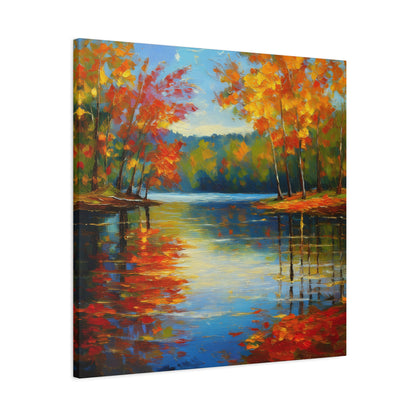 Fall Changing Leaves on a Lake Canvas Print | Style 2 | Wall Art | Wall Print | Fall Decor