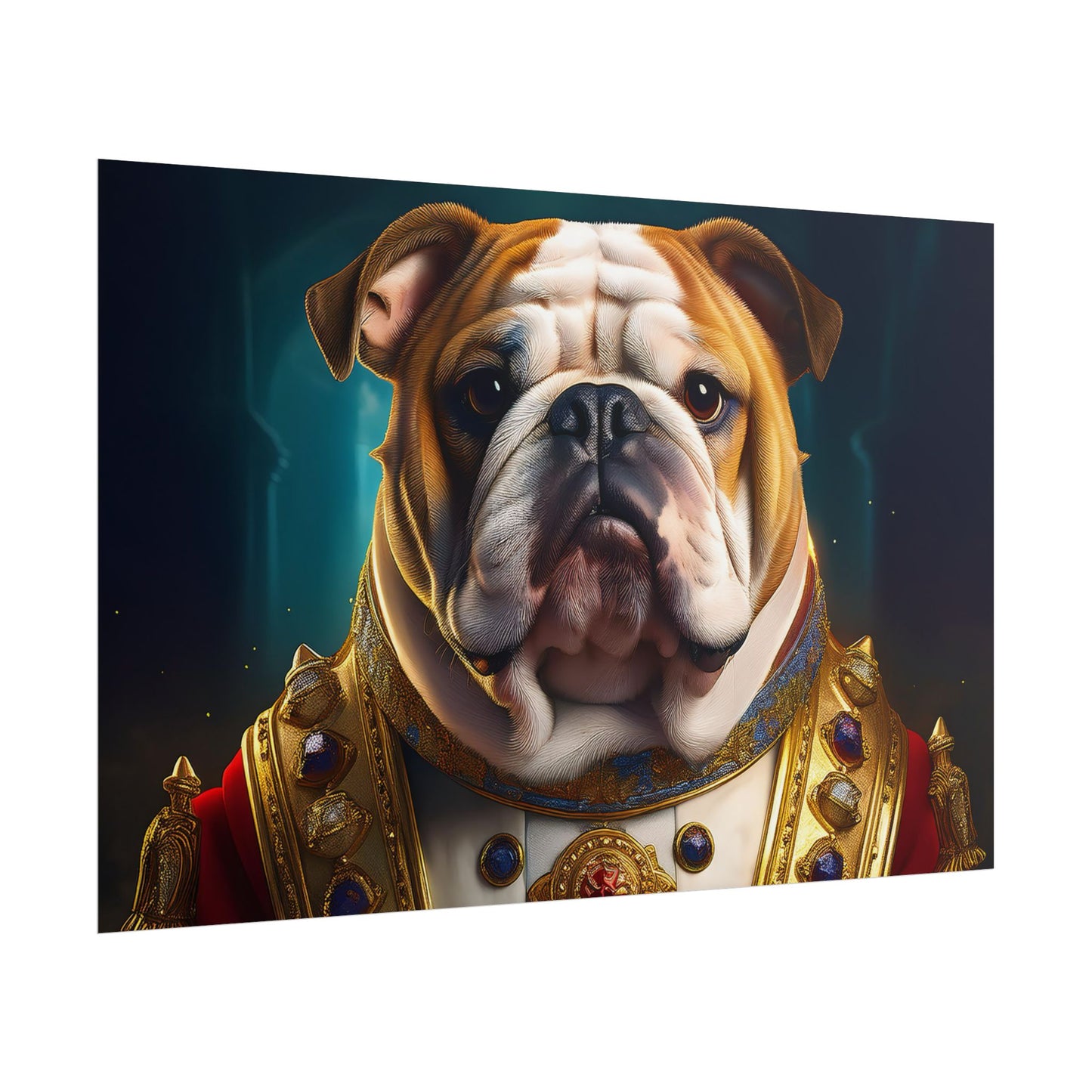 English Bulldog Renaissance  Dog Pet Portrait Print | Wall Art | Wall Print
