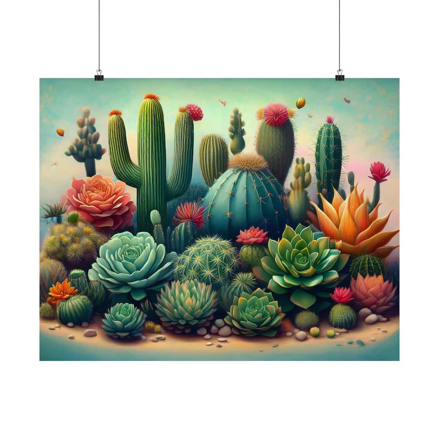 Abstract Cacti and Succulent Desert Garden Color Print | Wall Art | Wall Print