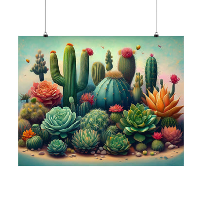 Abstract Cacti and Succulent Desert Garden Color Print | Wall Art | Wall Print