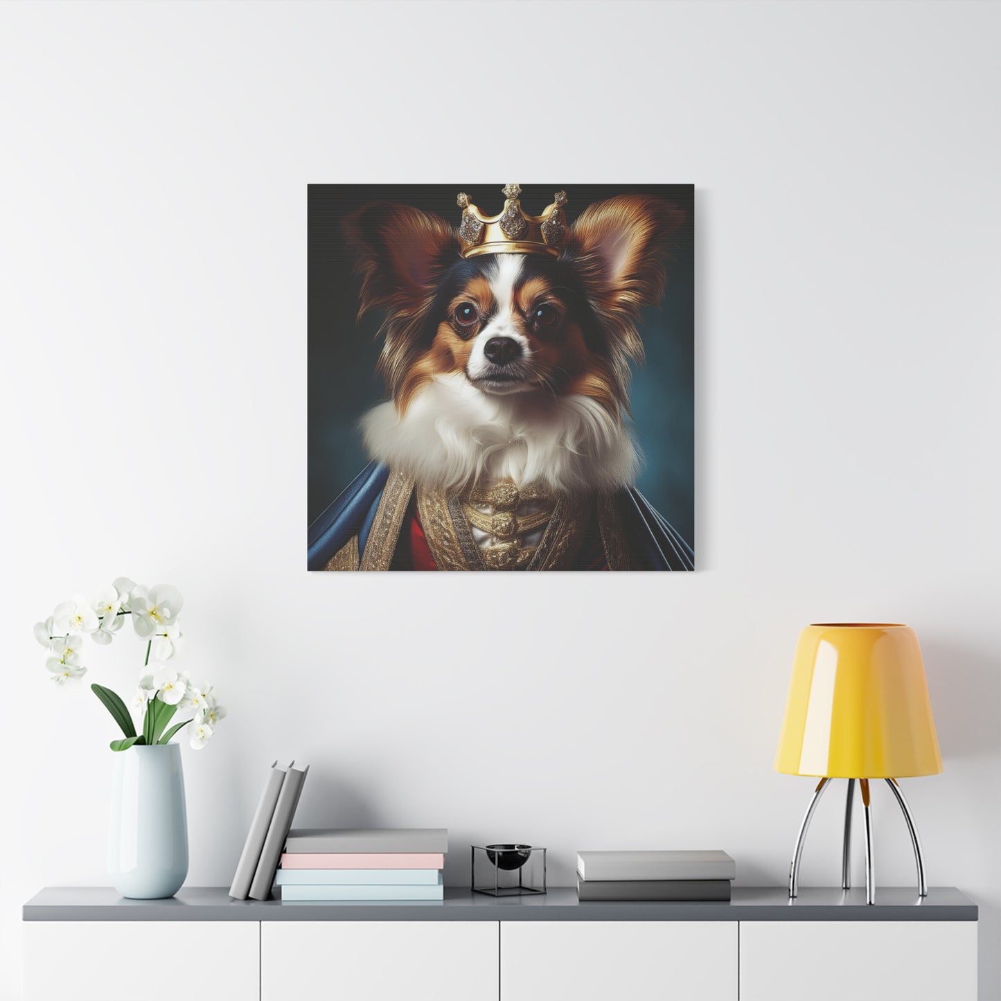 Papillon Pet Portrait Renaissance on Canvas, wall art, wall print, dog portrait, dog art