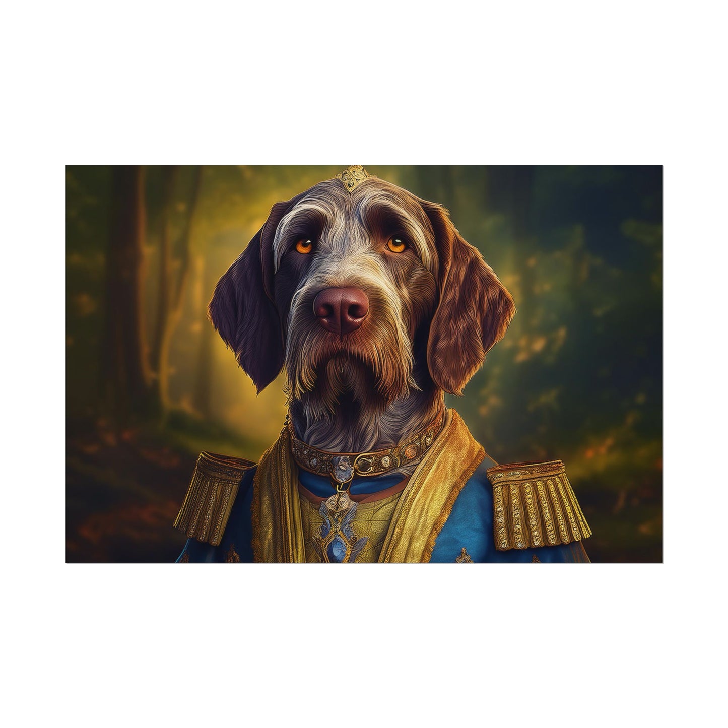 German Wirehaired Pointer Renaissance Pet Portrait Print, Pointer, Dog Lover Wall Art,  Dog Memorial Gift, wall art, wall print, dog print