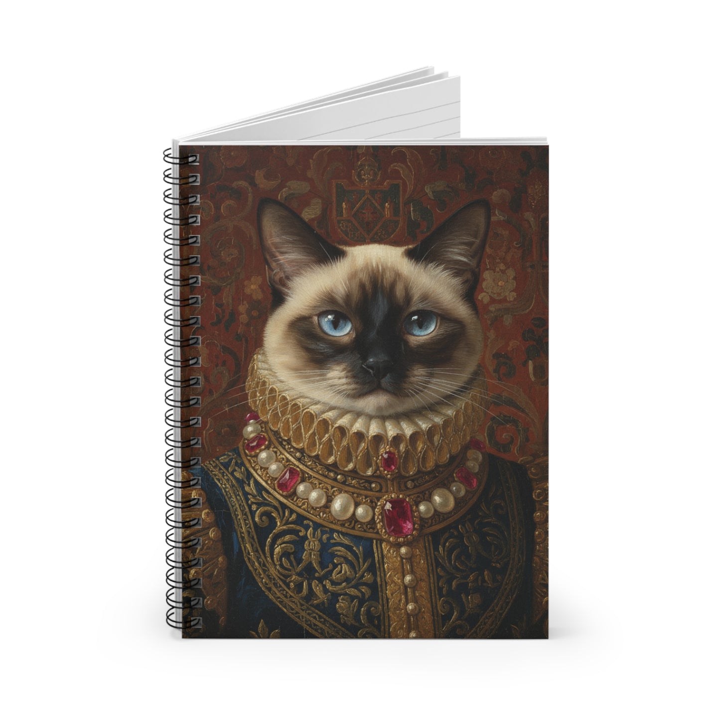 Siamese Renaissance Pet Portrait Cat Spiral Notebook - Elegant Design for Cat Lovers, Journaling, Note-taking, Gifts, Stationery