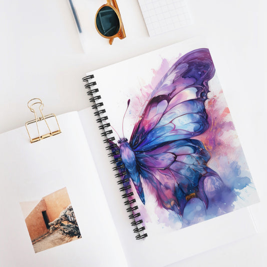 Butterfly Blue Purple Ink Watercolor Notebook |  Journal for Notes | Diary | Dream Journal