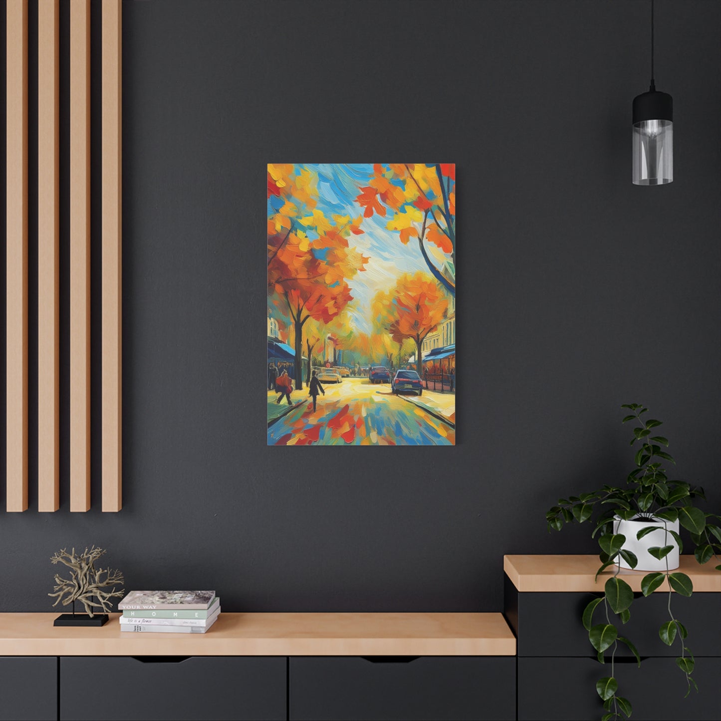 Fall Leaves In the City Painting Canvas Wall Art | Wall Art | Wall Print