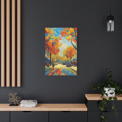 Fall Leaves In the City Painting Canvas Wall Art | Wall Art | Wall Print