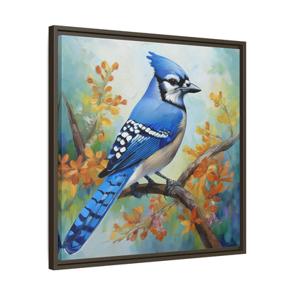 Blue Jay Bird Oil Painting Framed Canvas for Bird Lovers Home Decor, Indoor Wall Art, Wall Print, Bird Art, Living Room Wall Art