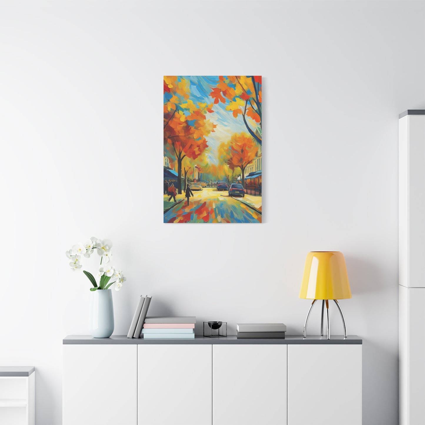 Fall Leaves In the City Painting Canvas Wall Art | Wall Art | Wall Print