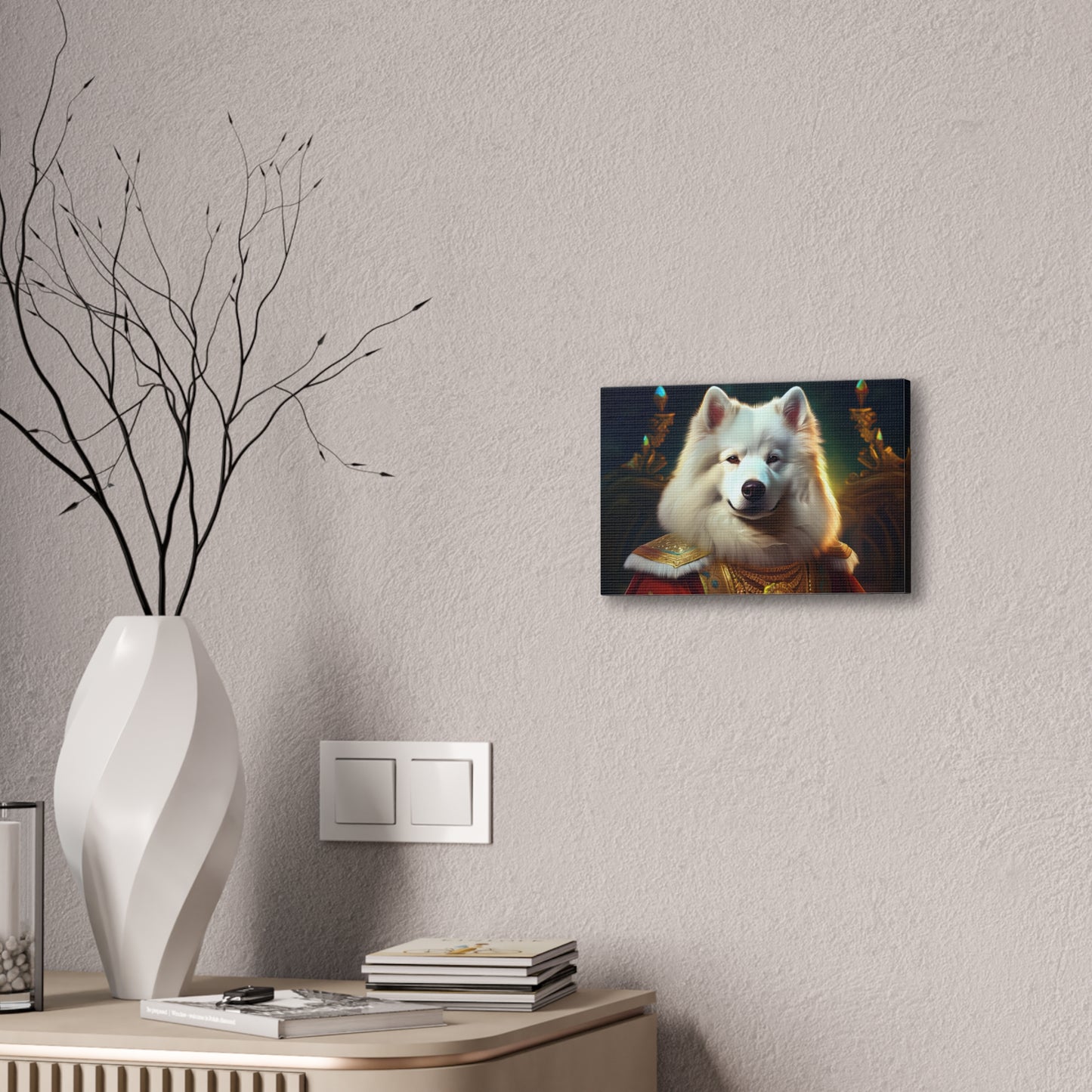 Regal Samoyed Canvas Art, Pet Wall Decor, Dog Portrait, Unique Home Decor, Animal Lover Gift, Noble Canine Wall Art
