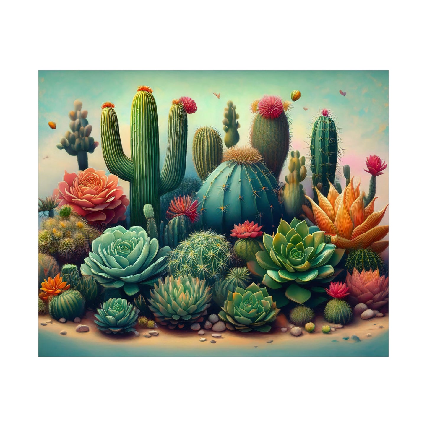 Abstract Cacti and Succulent Desert Garden Color Print | Wall Art | Wall Print