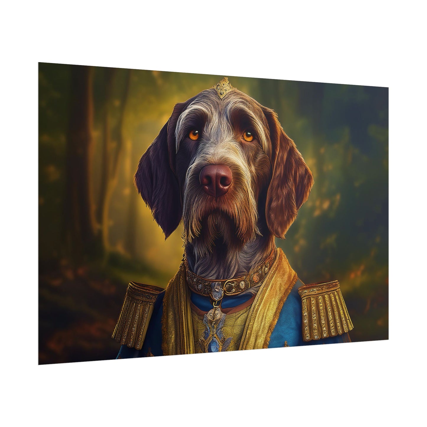 German Wirehaired Pointer Renaissance Pet Portrait Print, Pointer, Dog Lover Wall Art,  Dog Memorial Gift, wall art, wall print, dog print