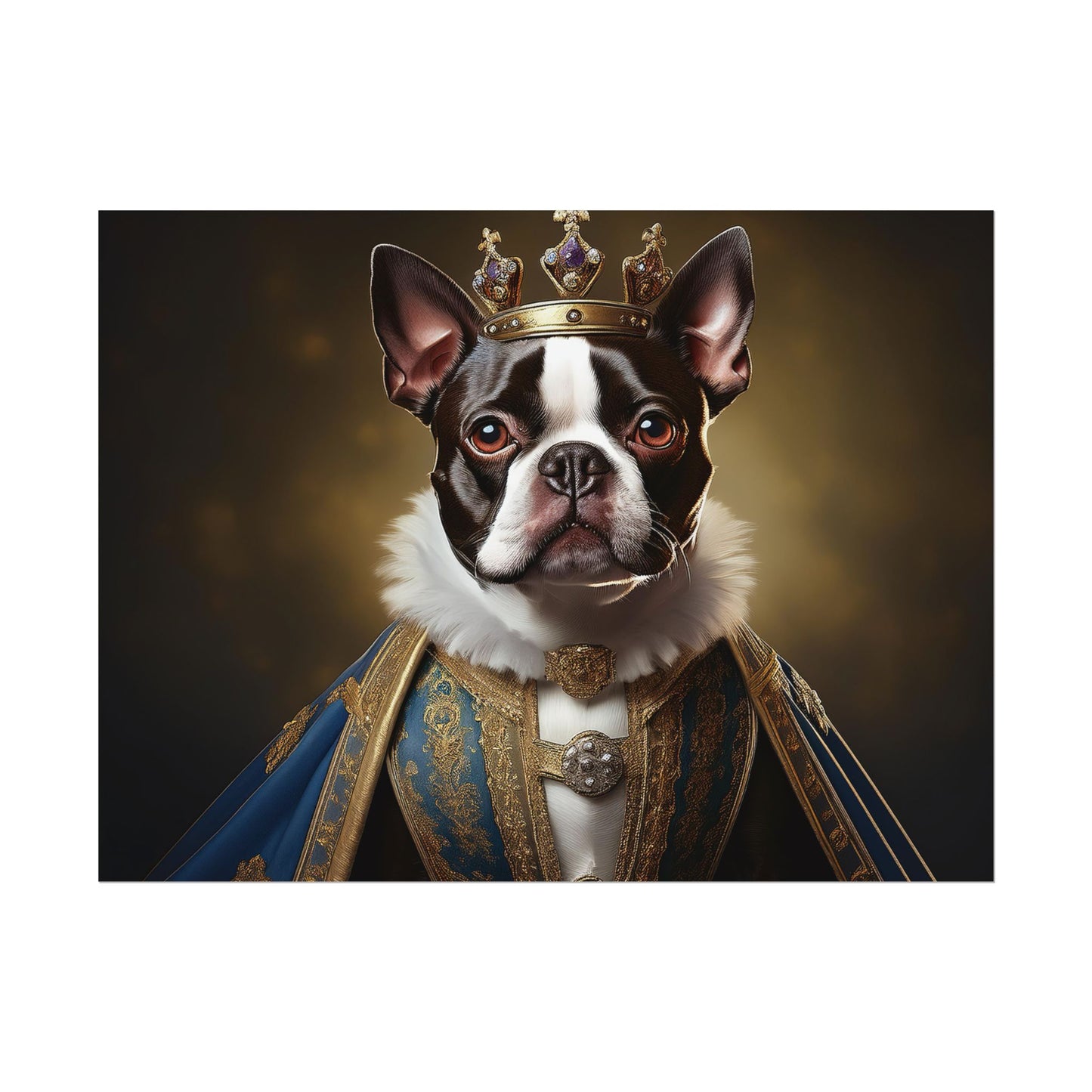 Boston Terrier Renaissance Dog Portrait Art Print, Wall Decor Gift, Animal Lover Home Decor, Dog Wall Art