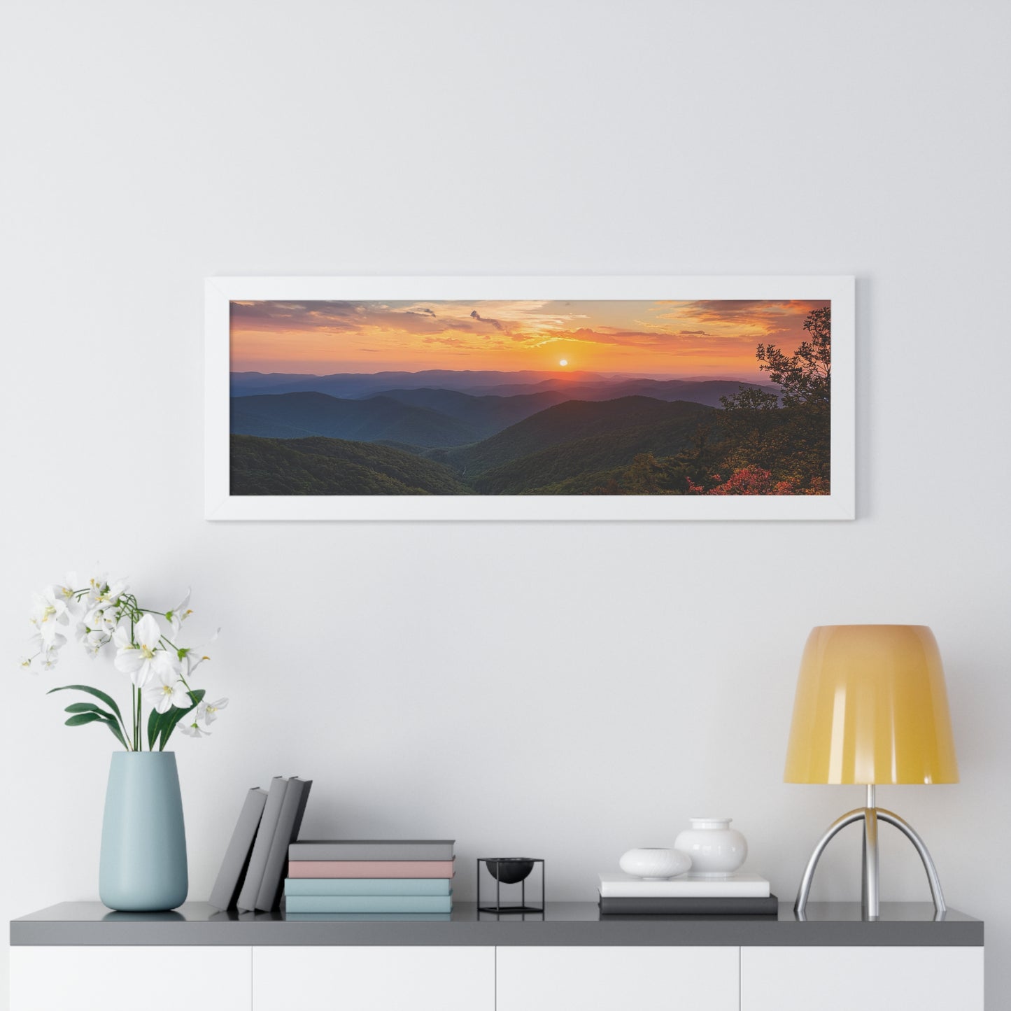 Sunset over Blue Ridge Mountains Fall Landscape Framed Print