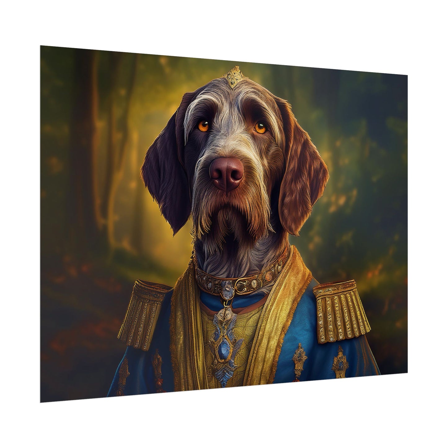 German Wirehaired Pointer Renaissance Pet Portrait Print, Pointer, Dog Lover Wall Art,  Dog Memorial Gift, wall art, wall print, dog print