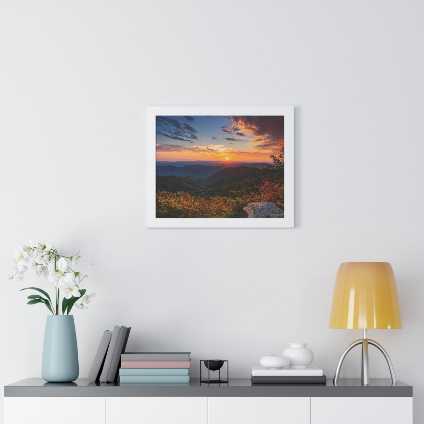 Sunset over Blue Ridge Mountains Fall Landscape Framed Print