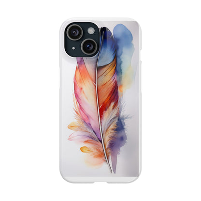 Rainbow Watercolor Feather Slim Phone Case