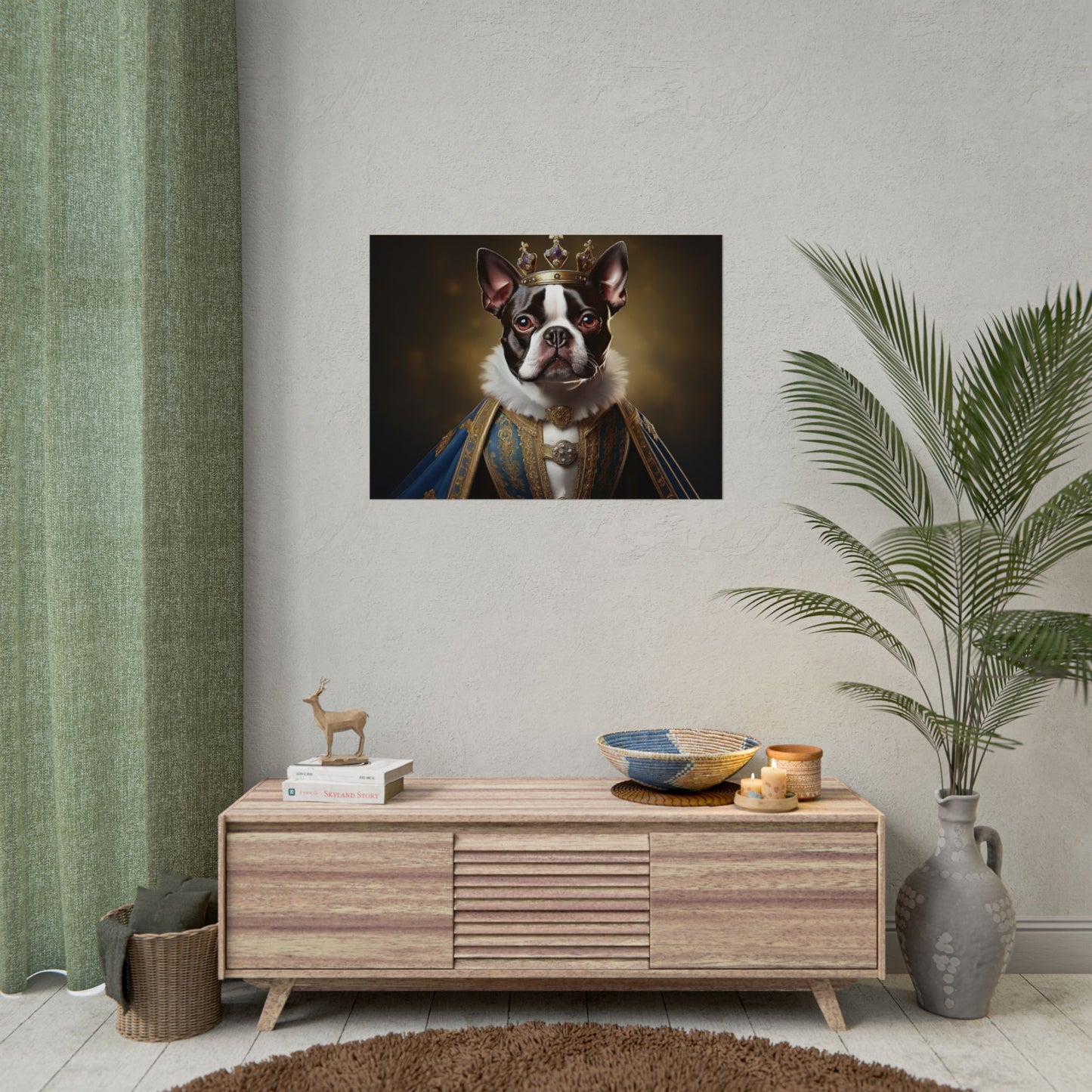 Boston Terrier Renaissance Dog Portrait Art Print, Wall Decor Gift, Animal Lover Home Decor, Dog Wall Art