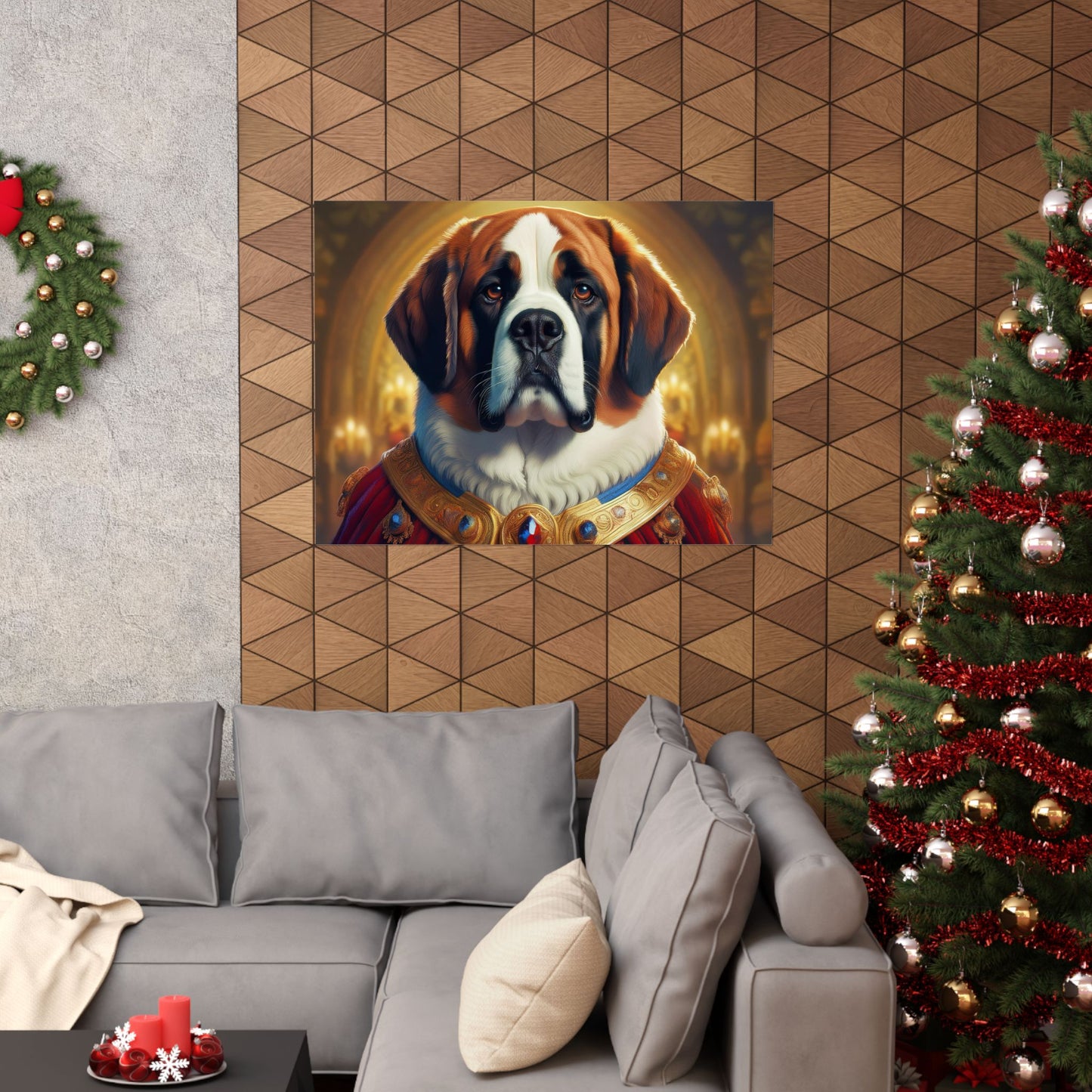 St Bernard Renaissance Pet Portrait Print | Unique Dog Art | Wall Art | Wall Print