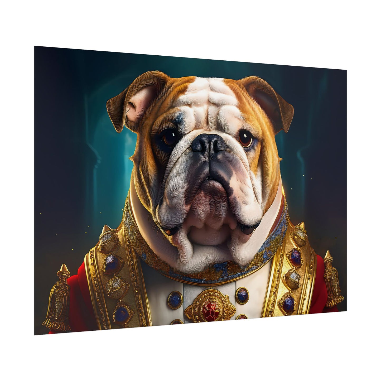 English Bulldog Renaissance  Dog Pet Portrait Print | Wall Art | Wall Print