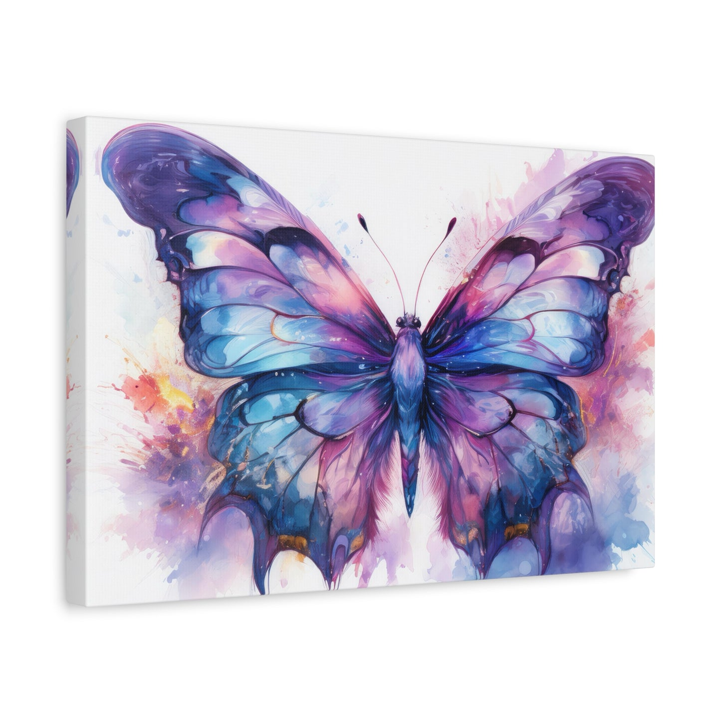 Blue & Purple Butterfly Alcohol Ink Canvas Art | Butterfly Decor | Wall Art | Wall Print