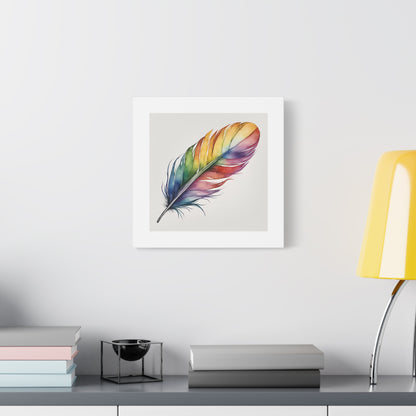 Rainbow Single Feather Watercolor Canvas Wall Art | Wall Print