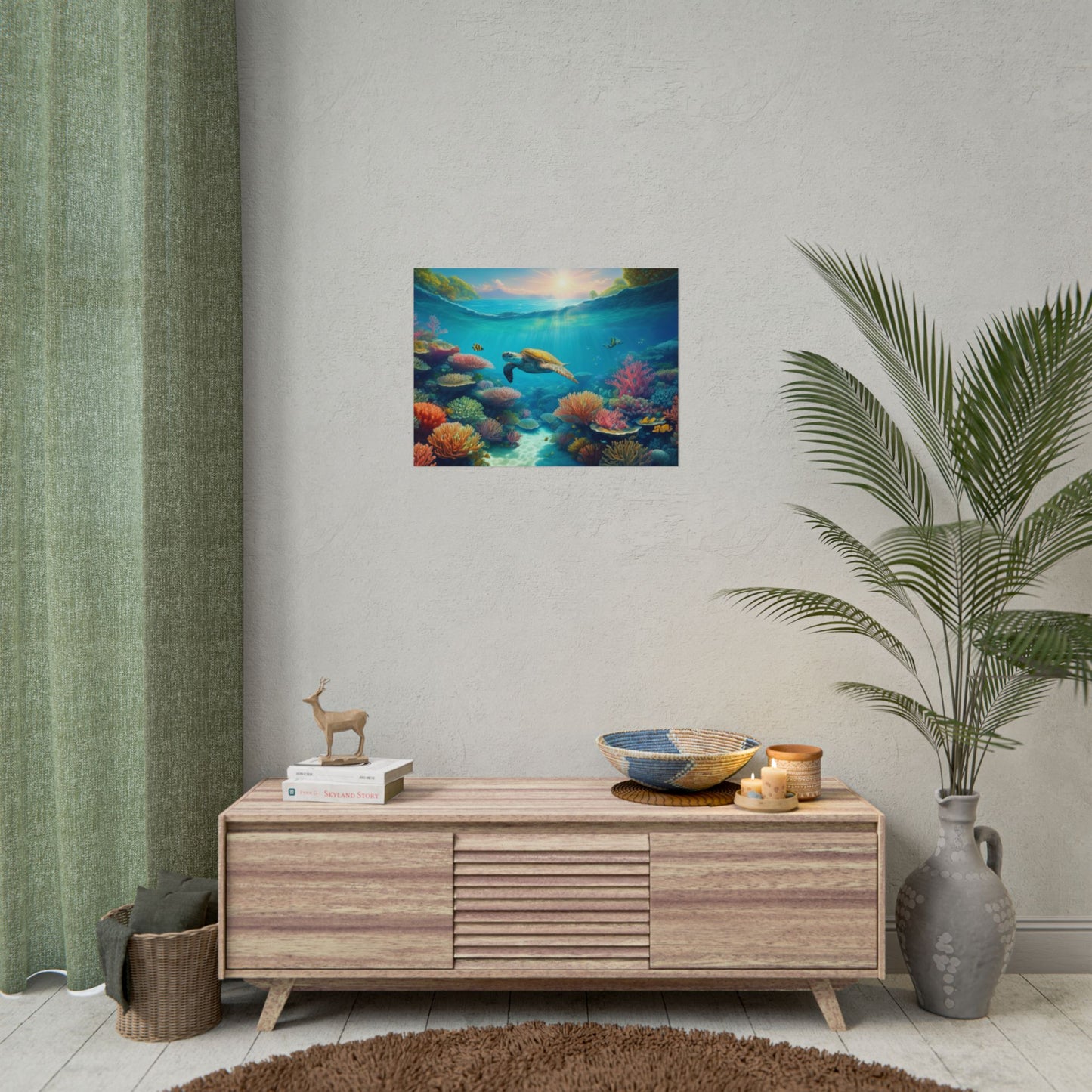 Turtle in the Great Barrier Reef  Australia Coastal Print | Style 1 | Wall Art | Wall Print