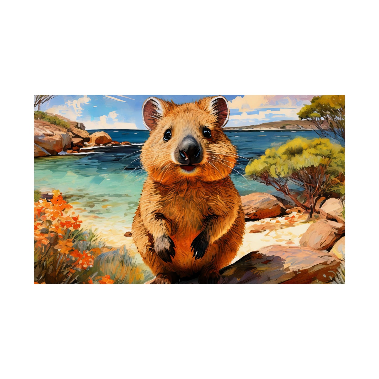 Quokkas at Rottnest Island Western Australia Print |  Unique Painting Print | Style 1 | Wall Art | Wall Print