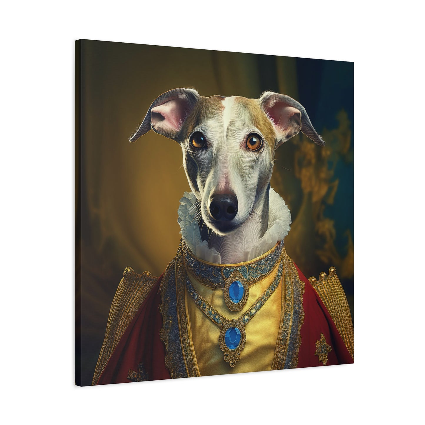 Whippet Renaissance Pet Portrait  Print - Canvas, wall art, wall print, dog portrait, dog art