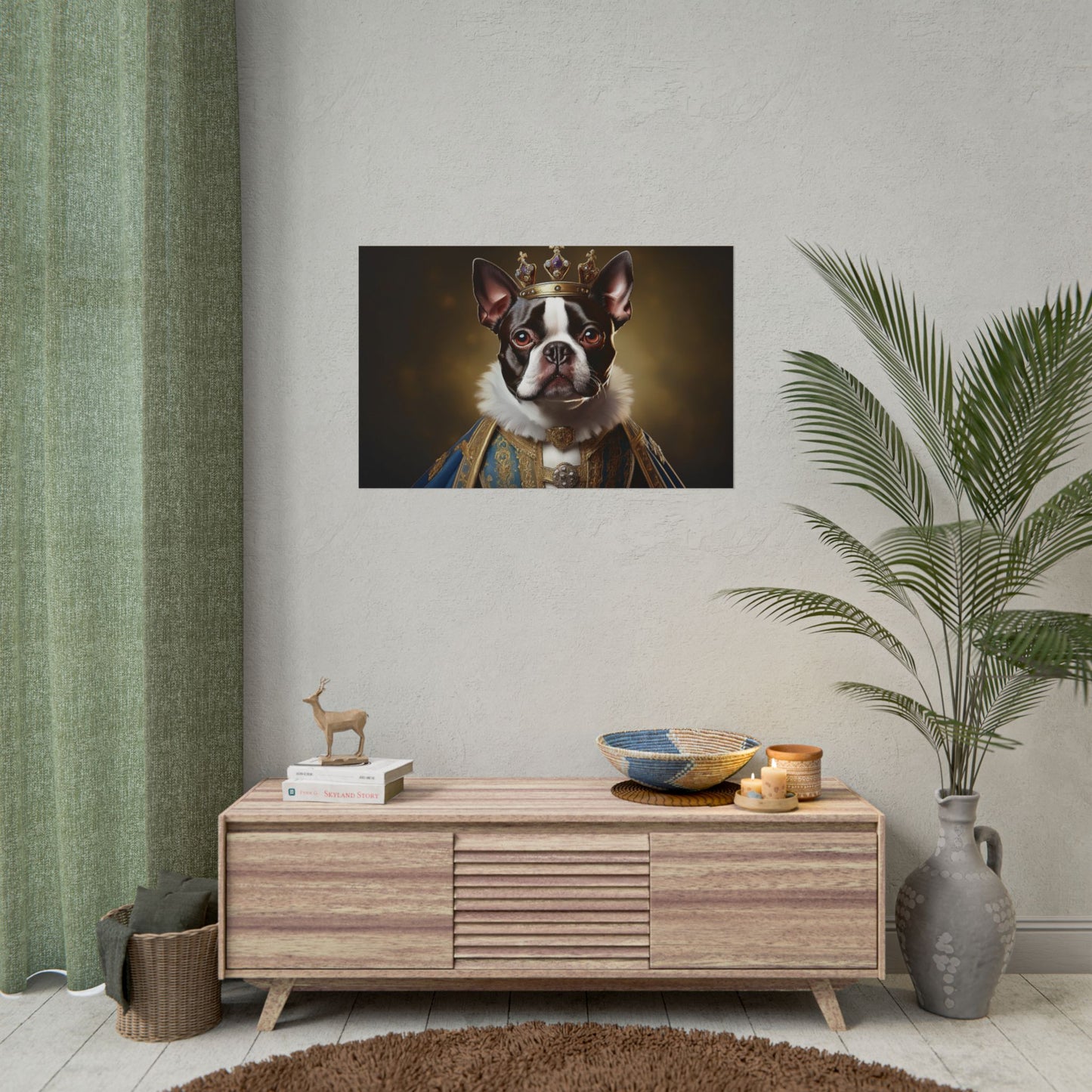 Boston Terrier Renaissance Dog Portrait Art Print, Wall Decor Gift, Animal Lover Home Decor, Dog Wall Art