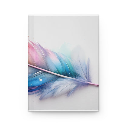 Watercolor Hardcover Rainbow Feather Journal (Style 3), Writing Notebook, Diary, Sketchbook, Gift for Writers, Stationery, Dream Journal