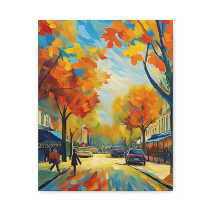 Fall Leaves In the City Painting Canvas Wall Art | Wall Art | Wall Print