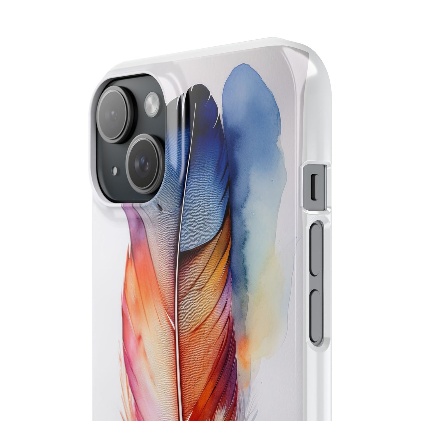 Rainbow Watercolor Feather Slim Phone Case