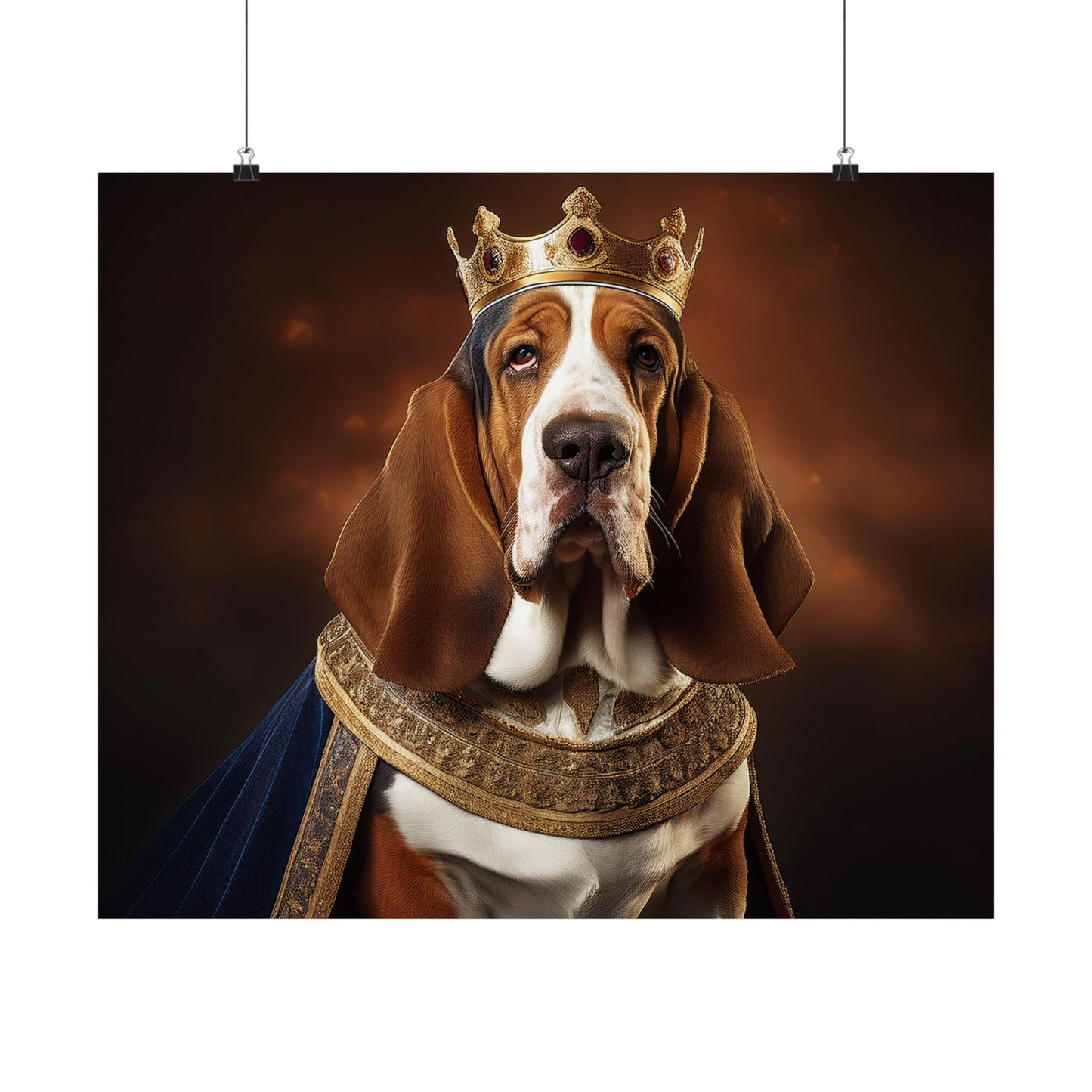 Bassett Hound Renaissance Dog Portrait Art Print, Wall Decor Gift, Animal Lover Home Decor, Dog Wall Art