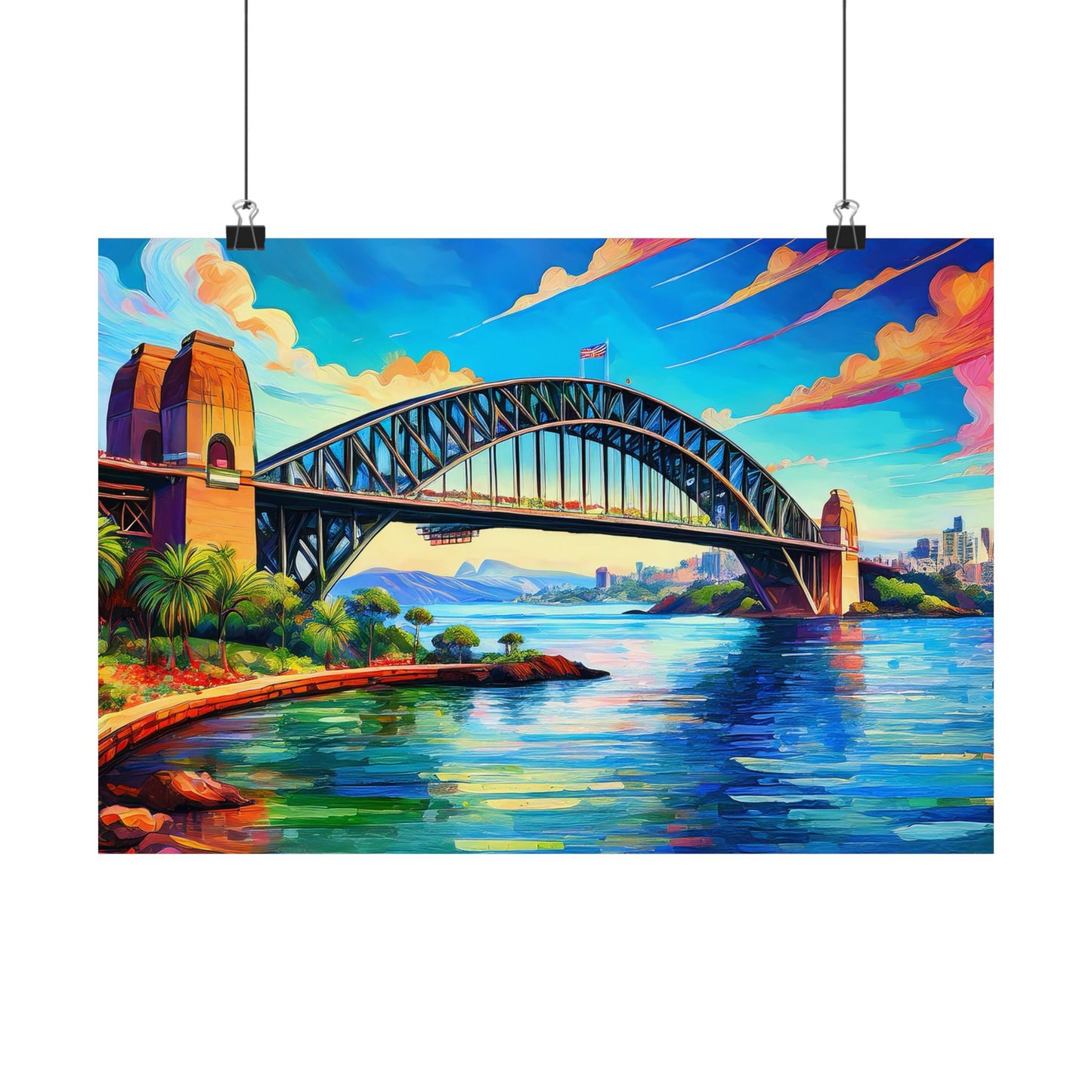 Sydney Harbour Bridge  Australia Painting Print | Wall Art | Wall Print