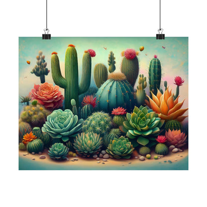 Abstract Cacti and Succulent Desert Garden Color Print | Wall Art | Wall Print