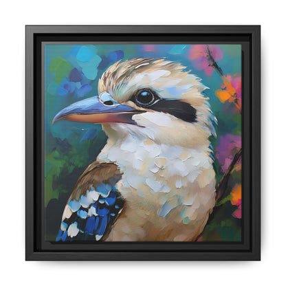 Kookaburra Australian Bird Oil Painting Framed Canvas Wall Art Print - Square Frame, Gallery Wrap, Bird Art, Home Decor, Gift for Bird