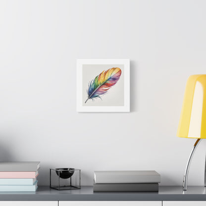 Rainbow Single Feather Watercolor Canvas Wall Art | Wall Print