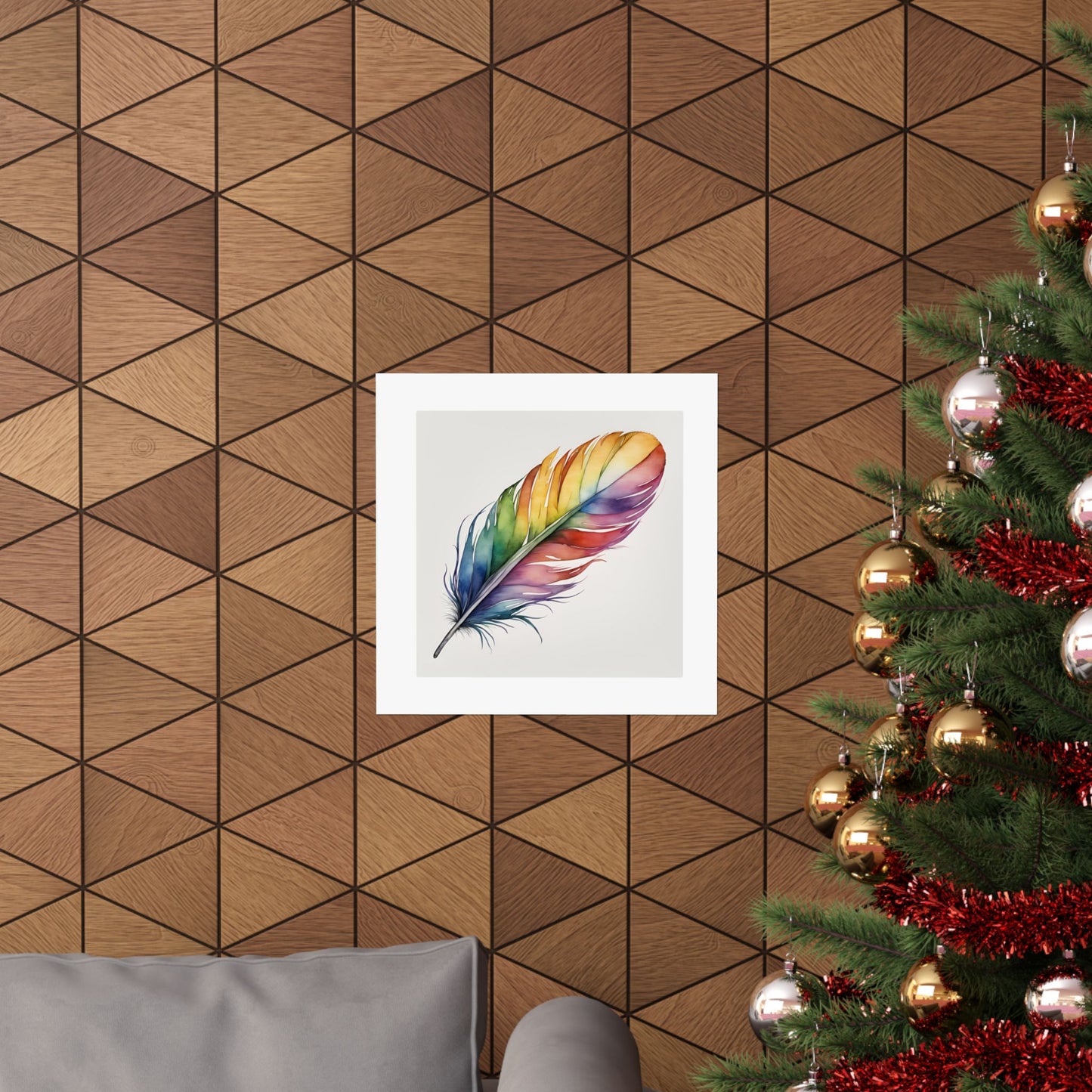Rainbow Single Feather Watercolor Print | Wall Print | Wall Art